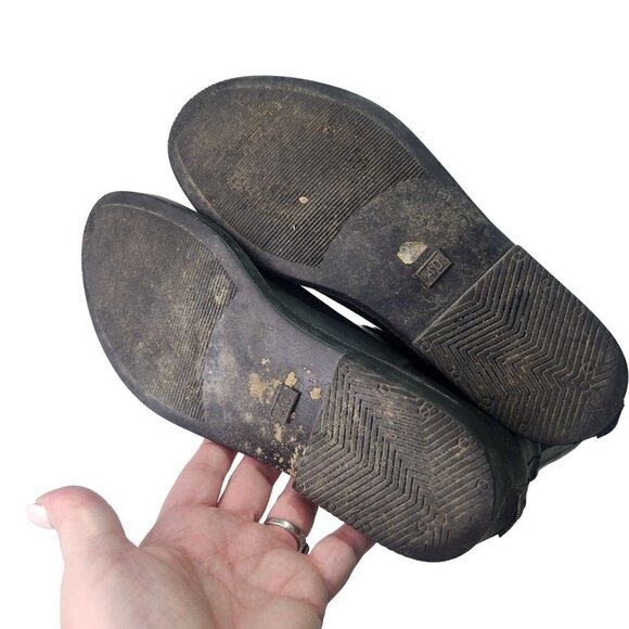 London Fog Mixed Media Flocked Leather & Rubber Knee High Boots Black Size 9-9.5 - Picture 9 of 12